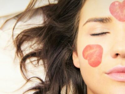 girl with hearts of her face