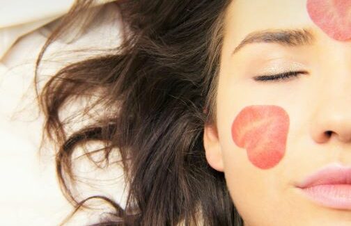 girl with hearts of her face